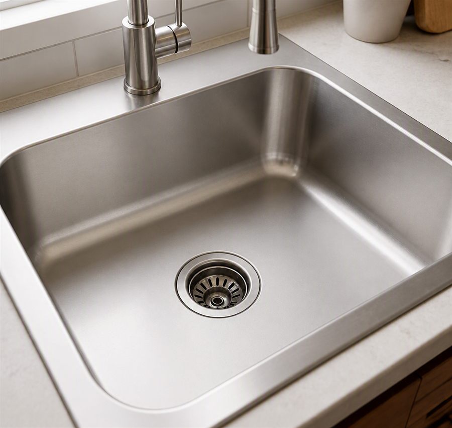 Kitchen sink after cleaning by LAB Cleaning Services