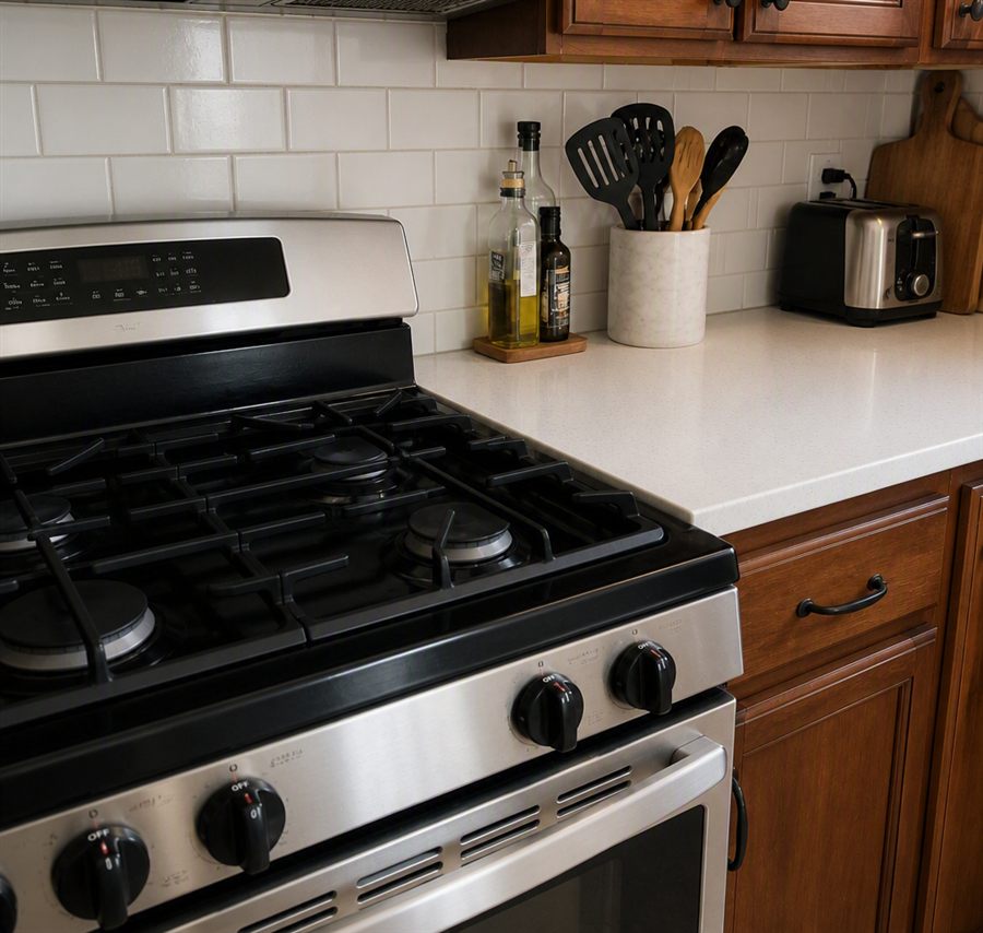 Stove after cleaning by LAB Cleaning Services